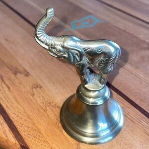 Vintage Brass Bell Elephant 4" Good Luck Trunk